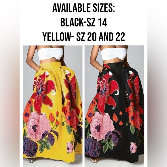 NIP-Plus Size Floral Print Maxi A-Line Skirt - Picture 1 of 6